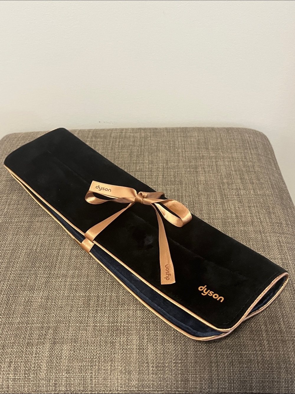 Dyson Black Velvet Tool Roll with Rose Gold Ribbon